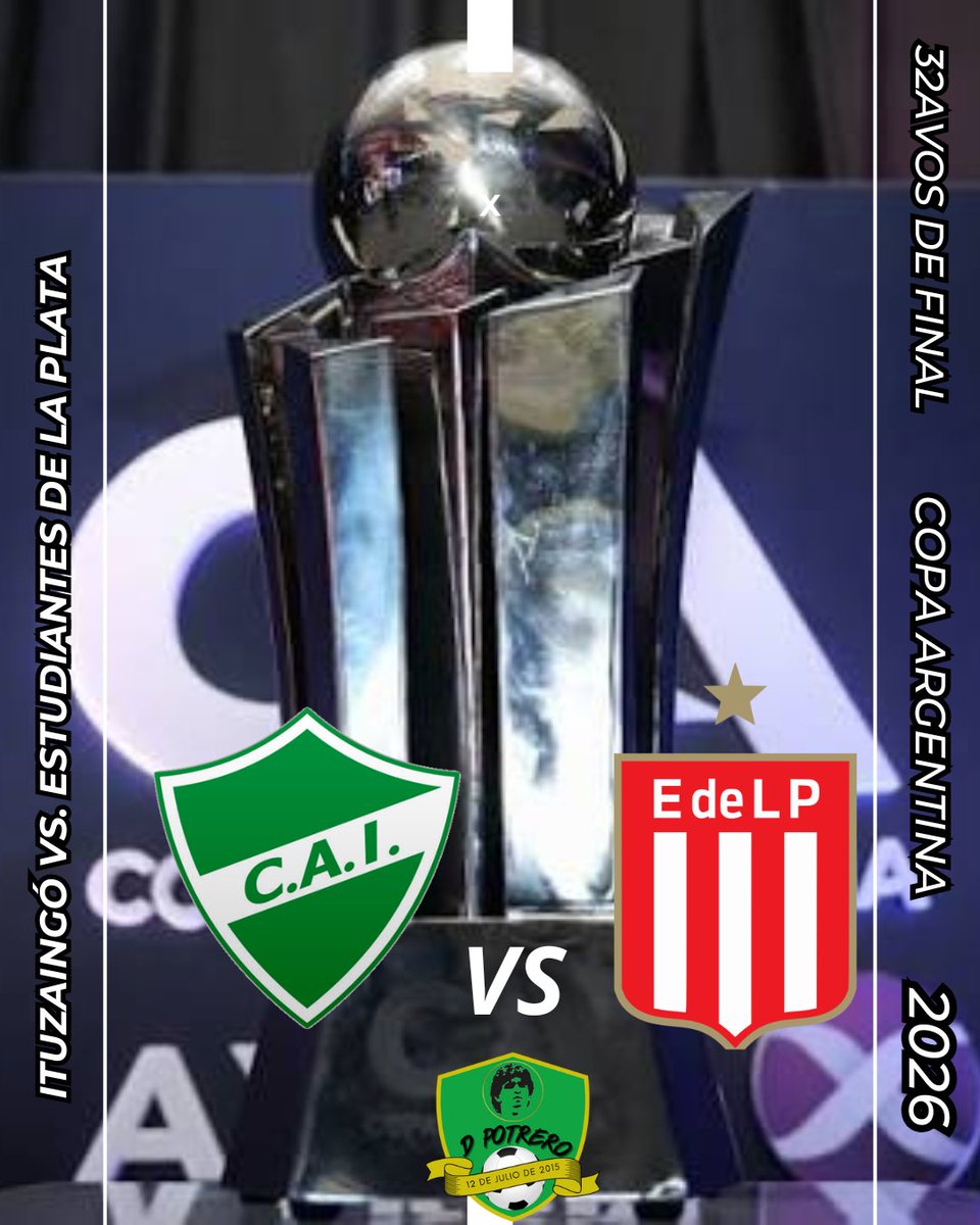DPotreroOk's tweet photo. DUELO DE LEONES

#Ituzaingó y #EstudiantesDeLaPlata se enfrentarán en 32avos de final de la #CopaArgentina 2026. El "Verde" del Oeste viene de lograr el ascenso a la Primera B Metropolitana y el "Pincha" puede ser campeón este fin de semana en el Torneo Clausura de Primera. https://t.co/htTKXCkYp0