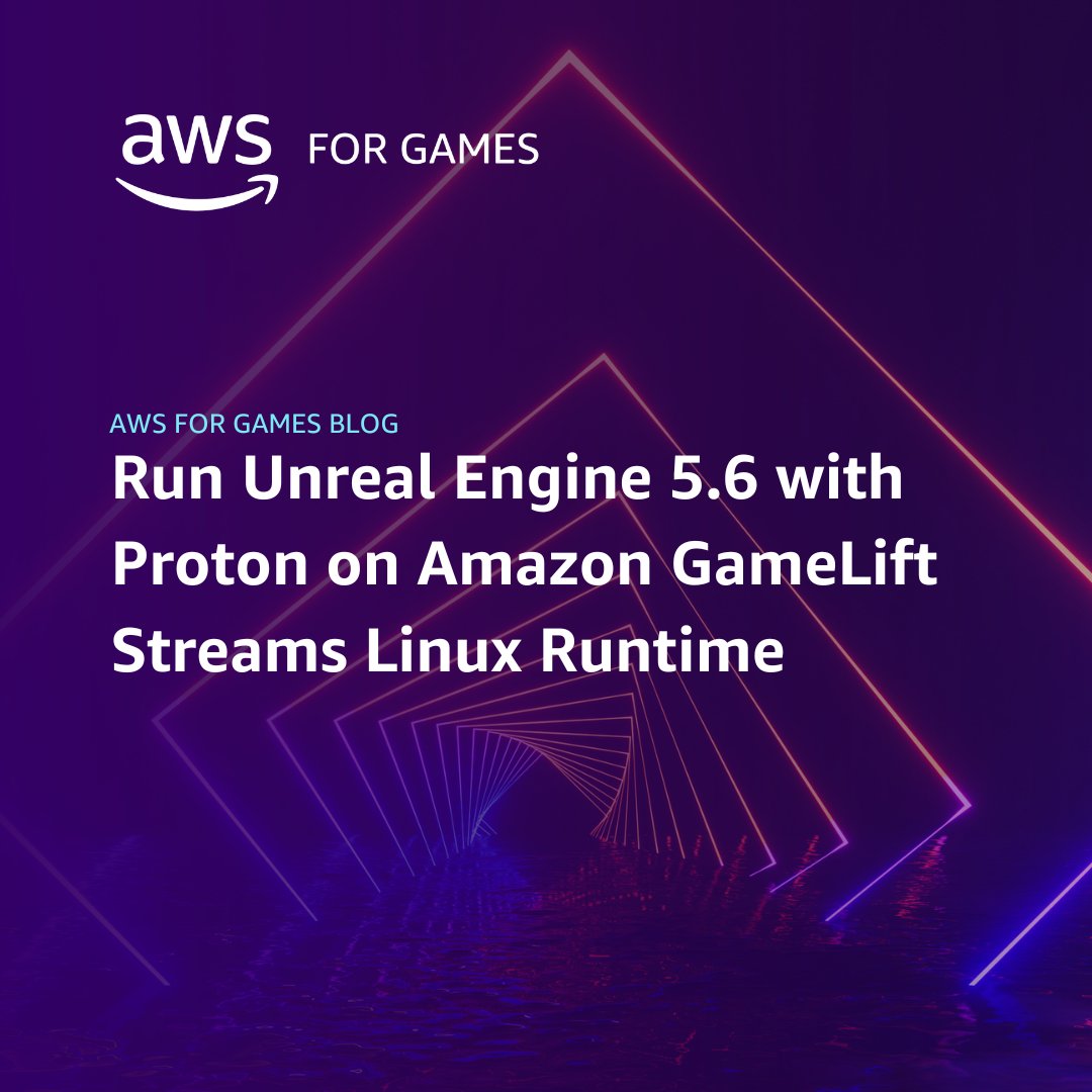 AWSGameTech's tweet image. Stream your Windows-built Unreal Engine 5.6 games on Amazon GameLift Streams by packaging them with Proton 10 as a Linux Runtime application 🎮

Learn more 👉 go.aws/4a9IXpX.

#AWSforGames #AmazonGameLiftStreams #UnrealEngine