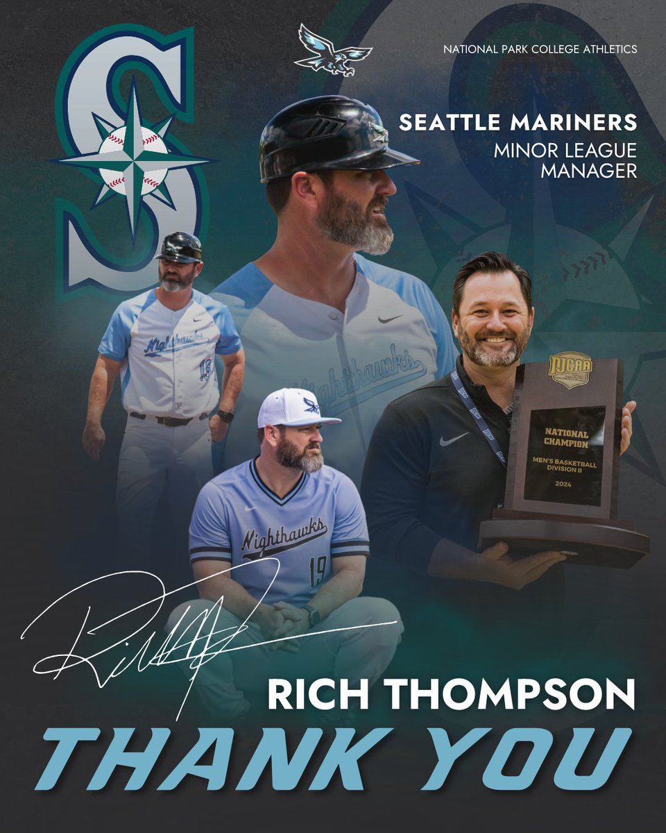 NPC_Nighthawks's tweet image. Congrats to Coach Rich Thompson! 
Our AD &amp;amp; head baseball coach has been selected as a Minor League manager for the Seattle Mariners organization.

Once a Nighthawk, always a Nighthawk. ⚾