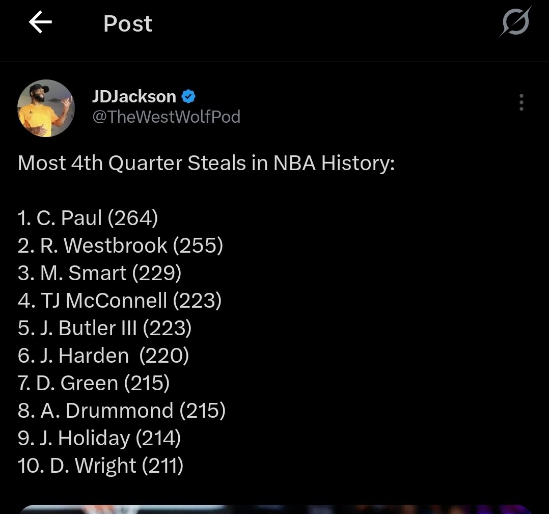 TheWestWolfPod's tweet photo. Can you spot the player who is on all 4 of these 4th quarter All Time  lists? https://t.co/wIfciC6Tpu