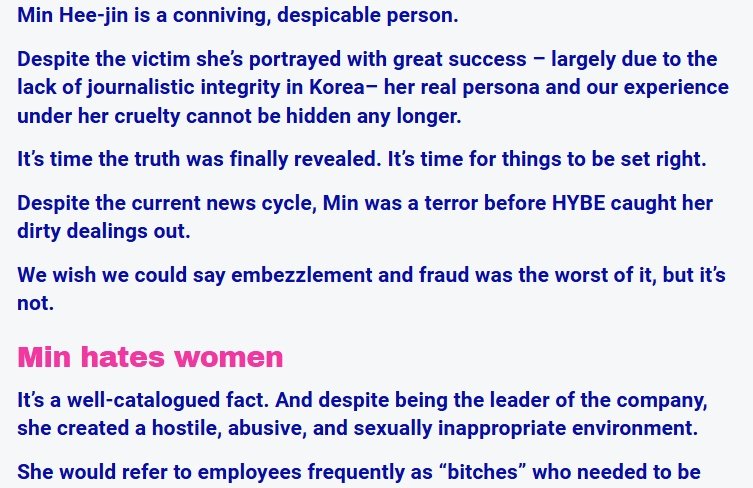 a1071364's tweet photo. We clearly remember the time when it felt like the entire world was on the side of NewJeans and Min Hee-jin. At that time, the media almost without exception glorified her, while HYBE’s perspective was barely reported, maybe once every few days.

Yet now, they’re trying to rewrite history as if the media had always sided with HYBE and HYBE had been plotting to attack Min Hee-jin from the very beginning. It’s an obvious lie.

Fortunately, people remember. Public opinion only began to shift in HYBE’s favor after Hani’s appearance at the National Assembly hearing. No one falls for Min Hee-jin’s gaslighting anymore; only those pretending to be deceived while eager to attack HYBE remain.

And the screenshot claiming that Min Hee-jin was the target of a “reverse viral” (smear) campaign? In reality, it was closer to a “fact viral” campaign—simply documenting her wrongdoings without exaggeration.

The wrongdoing that began with the malice of a single individual has now been recognized as the truth by the courts, and simply listing these facts is not an attempt to smear anyone.

It brings to mind someone’s words: the actions of one malicious person should never be allowed to undermine an entire system.

Her misdeeds are the truth—they are not distortions.