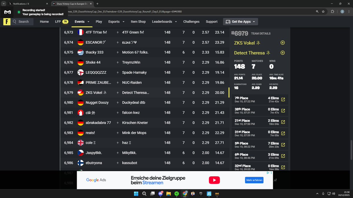Qualed Duo VCC Finals
outplaced my Fortnite Goat <a href="/theresaaFN/">TheresaFN</a> 🐐
