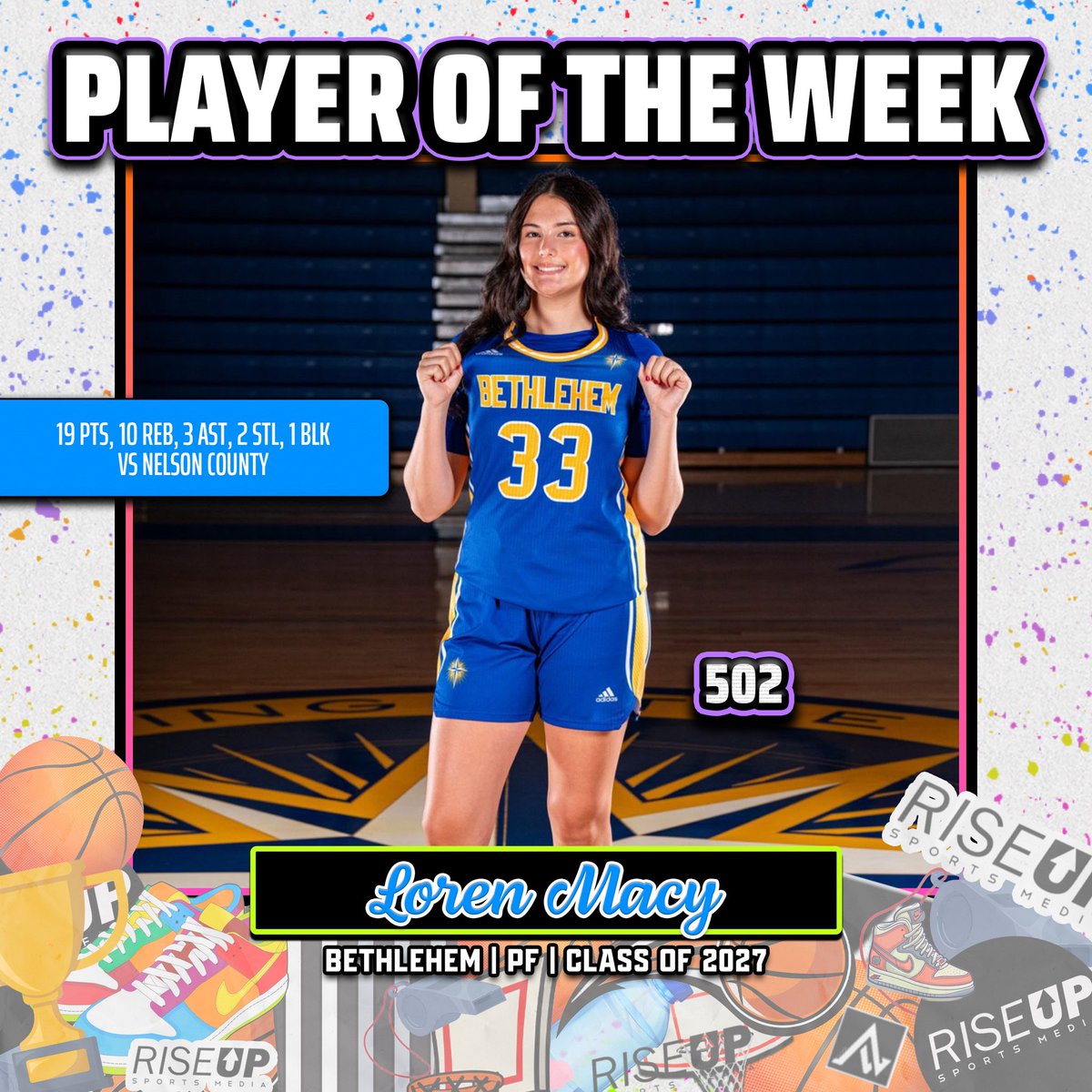 riseupsports1's tweet image. 🏀𝟱𝟬𝟮 𝗥𝗜𝗦𝗘 𝗨𝗣 𝗣𝗟𝗔𝗬𝗘𝗥 𝗢𝗙 𝗧𝗛𝗘 𝗪𝗘𝗘𝗞🏀

Big congrats to Bethlehem’s Loren Macy who was voted 502 Player of the Week for week one🌟

@loren_macy | @BethlehemBansh1 | @alyxwhite_