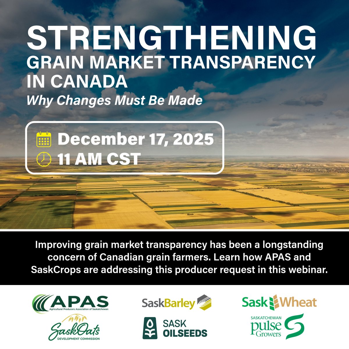 WEBINAR: Strengthening Grain Market Transparency in Canada - Why Changes Must Be Made

Improving grain market transparency has been a longstanding concern of Canadian grain farmers. Hosted and moderated by Shaun Haney of RealAgriculture, join panelists Mark Hemmes, Marlene