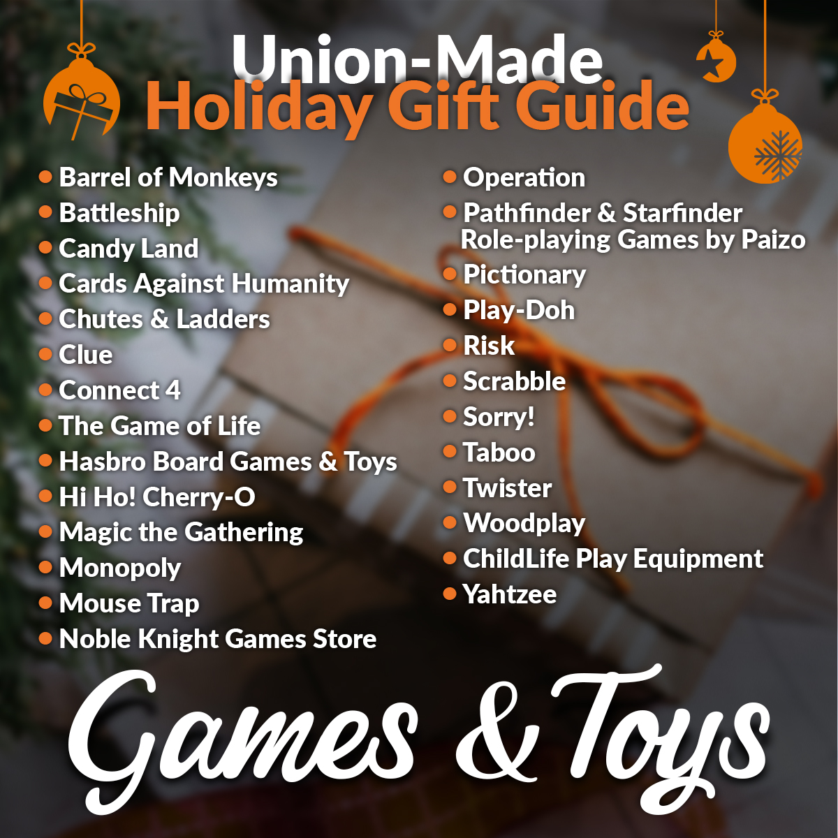 Have you checked out the new #AFLCIO #UnionMade holiday #GiftGuide yet?

We will be spotlighting some great #union made items as we make our way towards the holidays, starting with #Games &amp; #Toys. 

See the full guide here at: bit.ly/3KqgBNX

#Solidarity #LIUNA