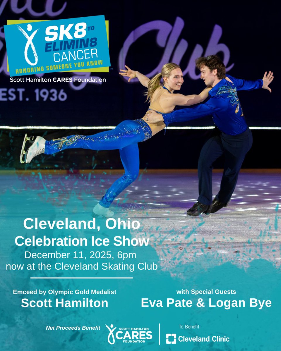 evampate's tweet image. Come see @LoganBye1 &amp;amp; me perform in @sk8toelimin8
Cancer Cleveland, tomorrow, Thursday, December 11 at the Cleveland Skating Club 6pm. Emceed by
@ScottHamilton84! No ticket needed. We hope to see you there! Link to donate: fundraise.scottcares.org/cleveland #patebye #turncancerupsidedown