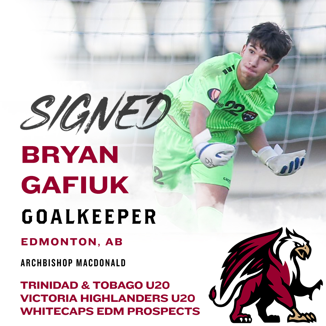 M⚽️| SIGNED
<a href="/GriffinsMSOC/">MacEwan Griffins Men's Soccer</a> adds to goalkeeping group with <a href="/UofLPronghorns/">Pronghorn Athletics</a> transfer Bryan Gafiuk, who is on <a href="/TTFootballAssoc/">TTFA</a> U20 roster, and previously played for <a href="/WFCAlberta/">WFC Alberta Academy</a>, <a href="/HighlandersFC/">Highlanders FC</a>.
Welcome to <a href="/MacEwanU/">MacEwan University</a>!
#GriffNation

STORY➡️macewangriffins.ca/sports/msoc/20…