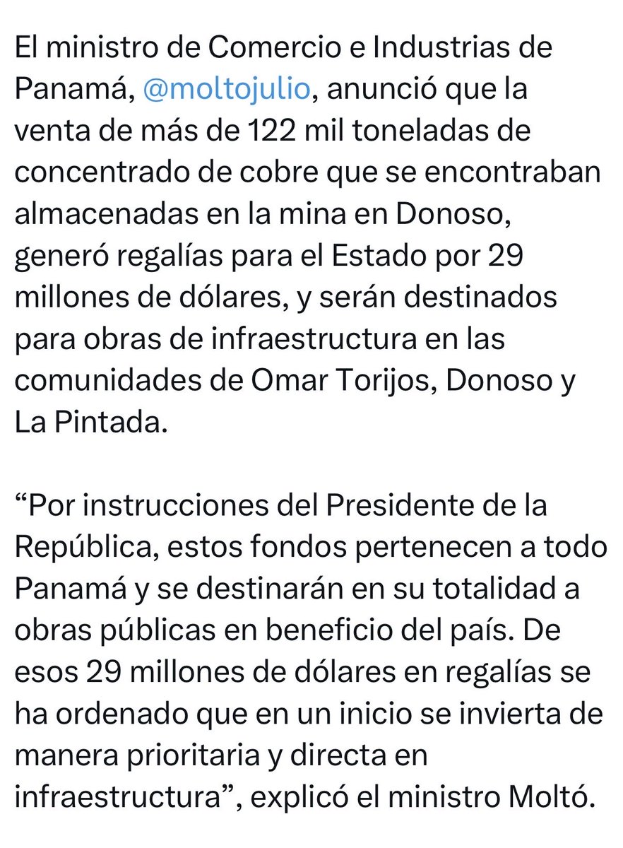 La exportación de cobre le generó $245 millones a la empresa sin contrato. Reportó a sus accionistas pago al Estado (impuestos) de $31 millones. Esta  mañana el ministro Molto habló de $29 millones. ¿Tras que nos siguen dando MIGAJAS, se “perdieron” 2 millones?