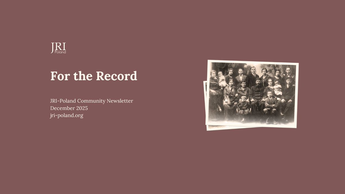 jripoland's tweet photo. Our December For the Record newsletter is live.

This issue includes a moving thank-you letter from Łomża, new discoveries from Stanley Diamond’s (z’’l) files, Book Club news, a call for authors, and our end-of-year fundraiser.

Read it here ➡️ https://t.co/LUTYYtF4yL https://t.co/loHeYli3lU