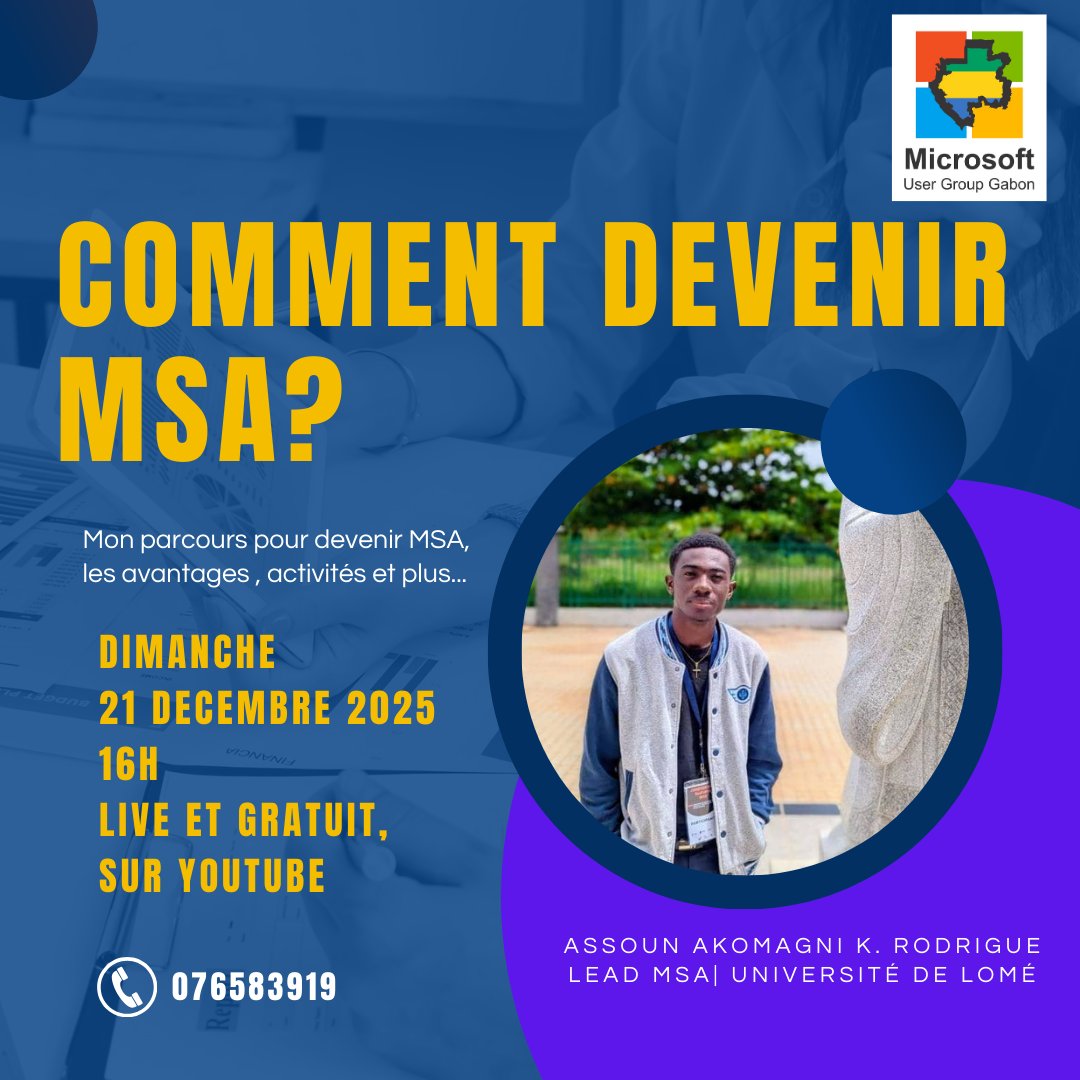 M'bolo Samba la famille📷
ET SI MICROSOFT ETAIT REPRESENTE DANS TON ETABLISSEMENT?
- Je t'invite à un LIVE YOUTUBE spécial pour en apprendre plus.
- Date : Dimanche 21 décembre 2025
- Heure : 16h
- Où : Live sur YouTube
INSCRIPTIONS ICI: lnkd.in/eS-Q8iMT