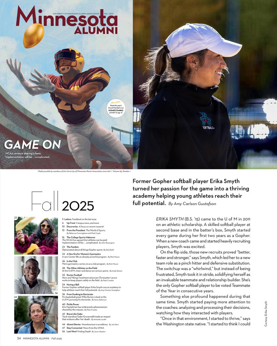 CatalystSB_'s tweet image. The article, "Having a Ball", dives into Erika's journey, detailing how the skills &amp;amp; mindset developed at the University of Minnesota directly led to founding Catalyst and empowering young athletes.

🧵⬇️