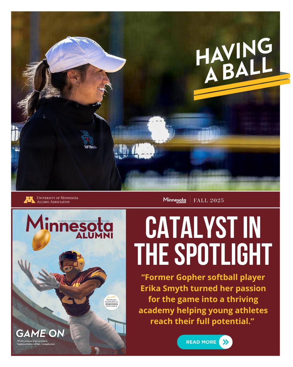 CatalystSB_'s tweet image. 𝐆𝐎𝐋𝐃𝐄𝐍 𝐍𝐄𝐖𝐒! 〽️ 

Catalyst Founder/Owner &amp;amp; U of MN alum @erika_schmyth is featured in the 𝑴𝒊𝒏𝒏𝒆𝒔𝒐𝒕𝒂 𝑨𝒍𝒖𝒎𝒏𝒊 magazine!

This feature is about turning the passion of a former @GopherSoftball player into a mission to build leaders on &amp;amp; off the field.

⬇️⬇️⬇️