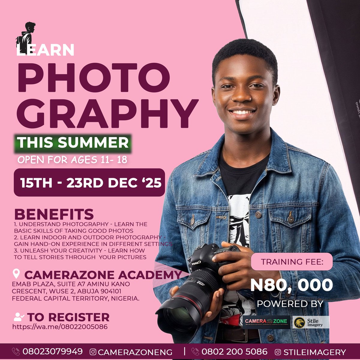 Photography class this summer - 15th -23rd December.