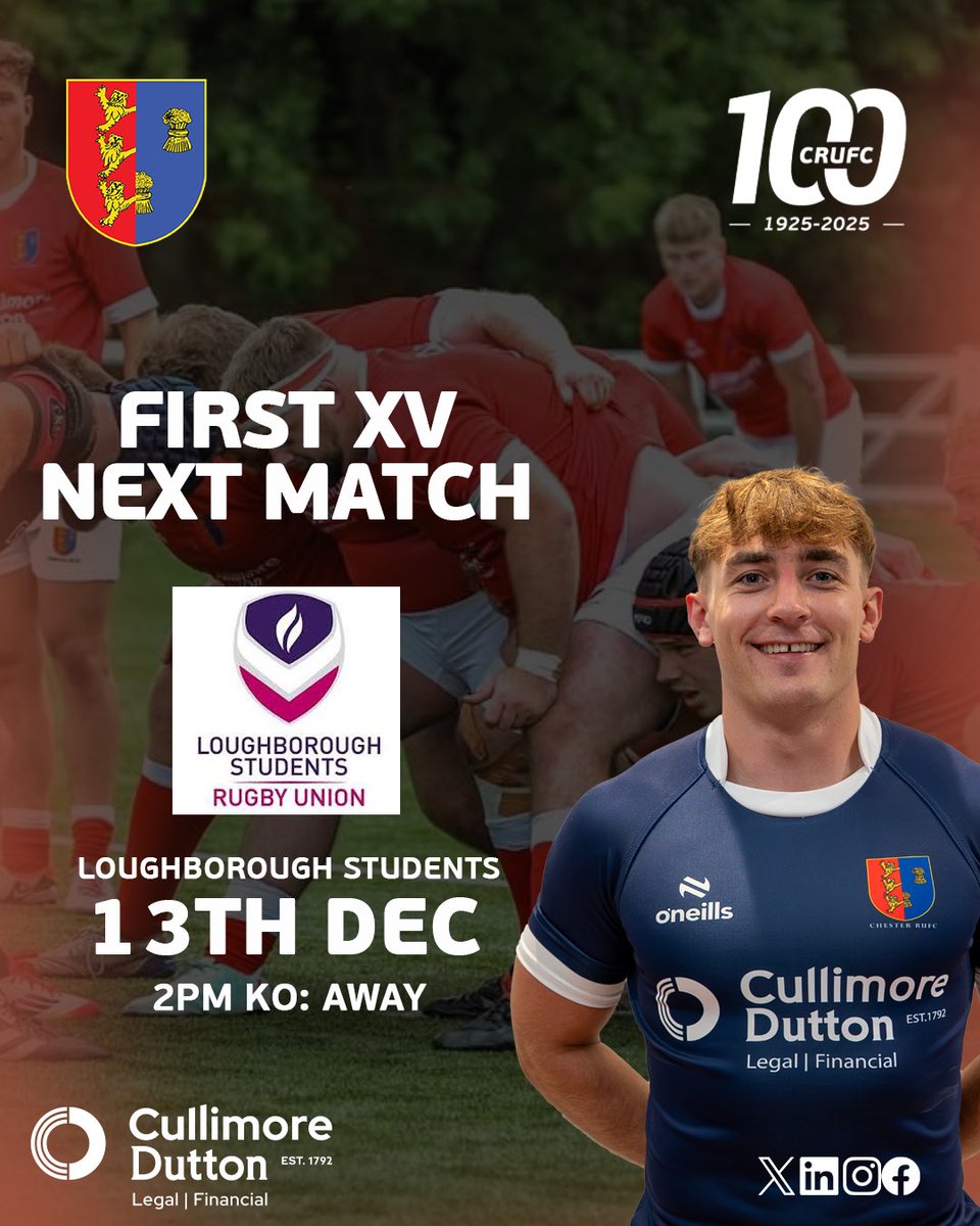The First XV are on the road this weekend as they take on Loughborough Students in National League action! 💥

🆚 Loughborough Students RUFC
📍 Away Fixture – Loughborough University
🗓 Saturday 13th December
⏰ 2:00 PM KO

#UpTheChess