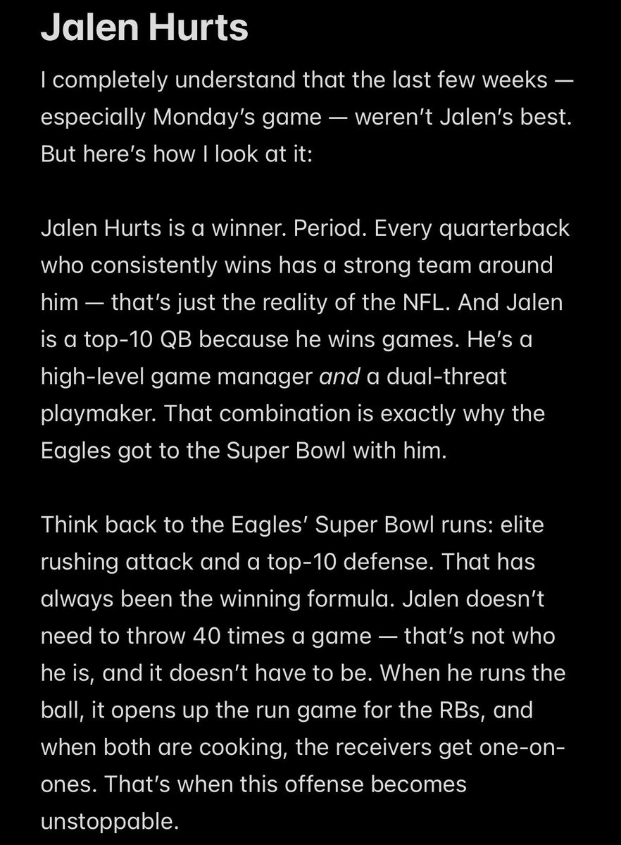 FlyJawnsFly's tweet image. Jalen Hurts is here to stay. The Haters need to understand what he is &amp;amp; what he is not going to be. Go Birds!