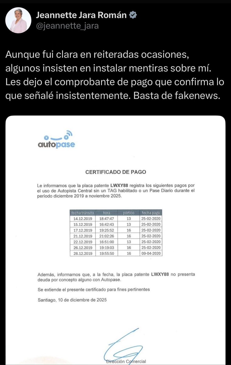 Este es el examen de droga de Boric,  versión Jeannette Jara 2025: