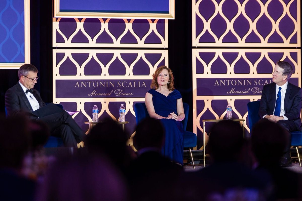 FedSoc's tweet image. We were honored to host Supreme Court Justices Amy Coney Barrett and Brett M. Kavanaugh at our Annual Antonin Scalia Memorial Dinner for a wonderful discussion as part of the 2025 National Lawyers Convention.