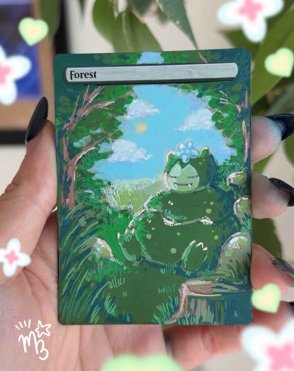 Snoozing Snorlax 🍃 Mosslax variant from Pokepia! Wanted to spin up a quick alter because they’re just so dang cute!! 💚 MTG Forest Alter