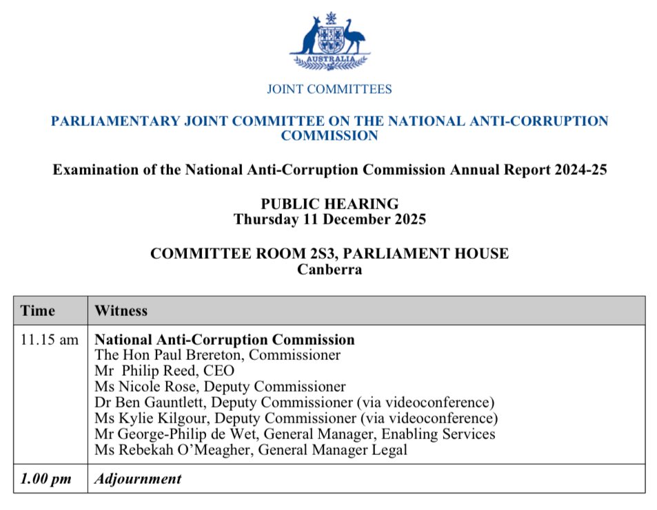 DavidShoebridge's tweet photo. The hearing into the NACC Inspector’s annual report and the NACC’s annual report are on this morning and I’ll be asking questions about conflicts of interest, Robodebt, the huge delays on inquiries and more. https://t.co/iSot84tYen