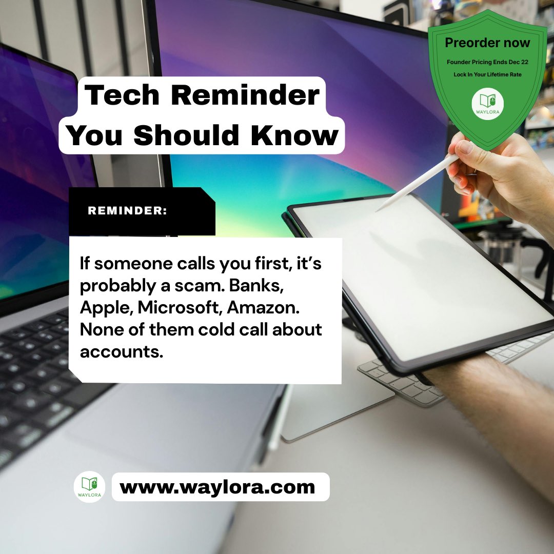 askwaylora's tweet image. If they call you first, it’s not real.

Banks, Apple, Microsoft, Amazon, none of them cold call you about account issues.

👉Follow for more tech tips. 

#OnlineSafety #DeviceHelp #ScamPrevention