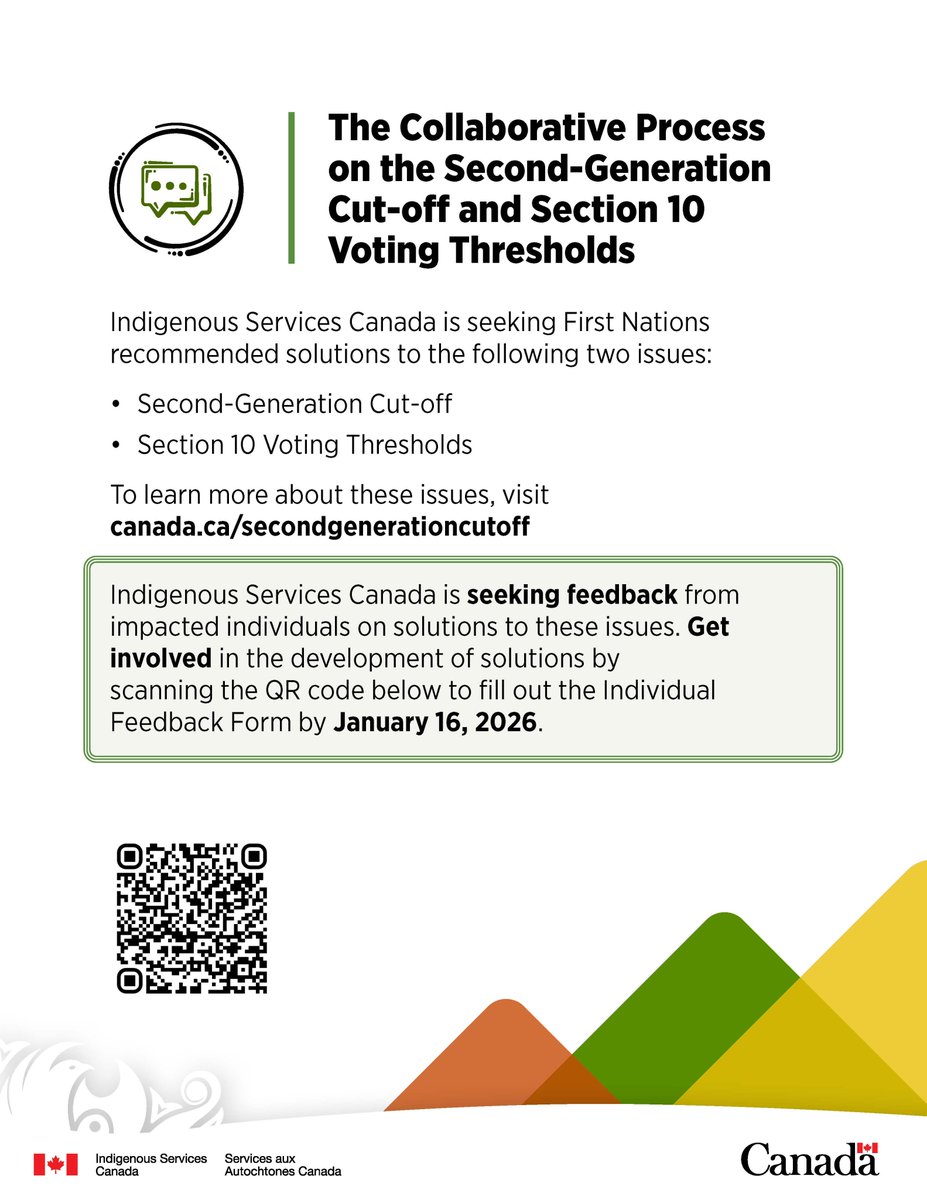 FNHCAlberta's tweet image. Government of Canada Moves Forward on Bill S-2. 

The Senate has passed amendments to Bill S-2 at the report stage, moving Canada one step closer to ending the controversial second-generation cutoff under the Indian Act.

To learn more, visit: canada.ca/secondgenerati…