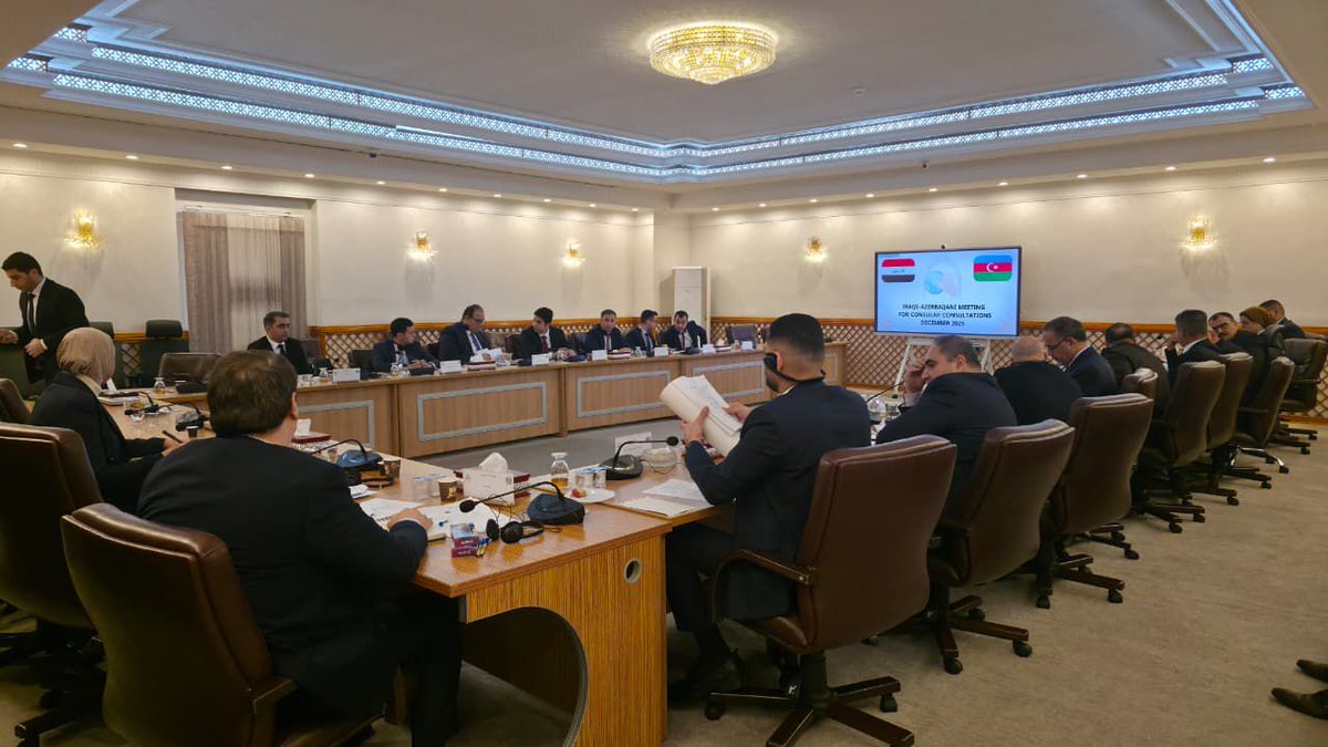 AzerbaijanMFA's tweet image. Azərbaycanla İraq arasında konsulluq məsləhətləşmələrinə dair mətbuat məlumatı

8 dekabr 2025-ci il tarixində Bağdad şəhərində Azərbaycan Respublikasının Xarici İşlər Nazirliyi ilə İraq Respublikasının Xarici İşlər Nazirliyi arasında ikinci konsulluq məsləhətləşmələri keçirilib.…