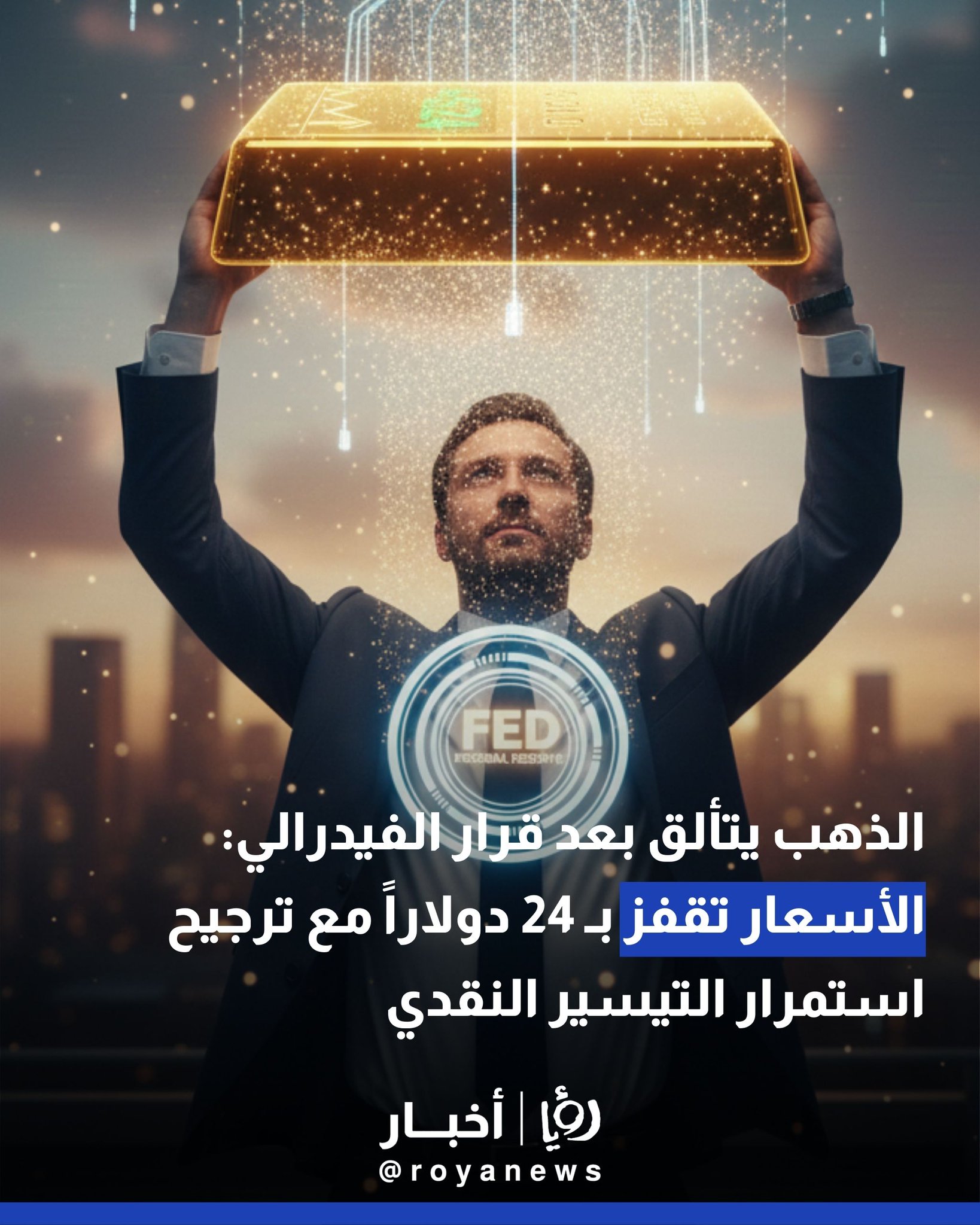 الذهب يتألق بعد قرار الفيدرالي: الأسعار تقفز بـ 24 دولاراً مع ترجيح استمرار التيسير النقدي 