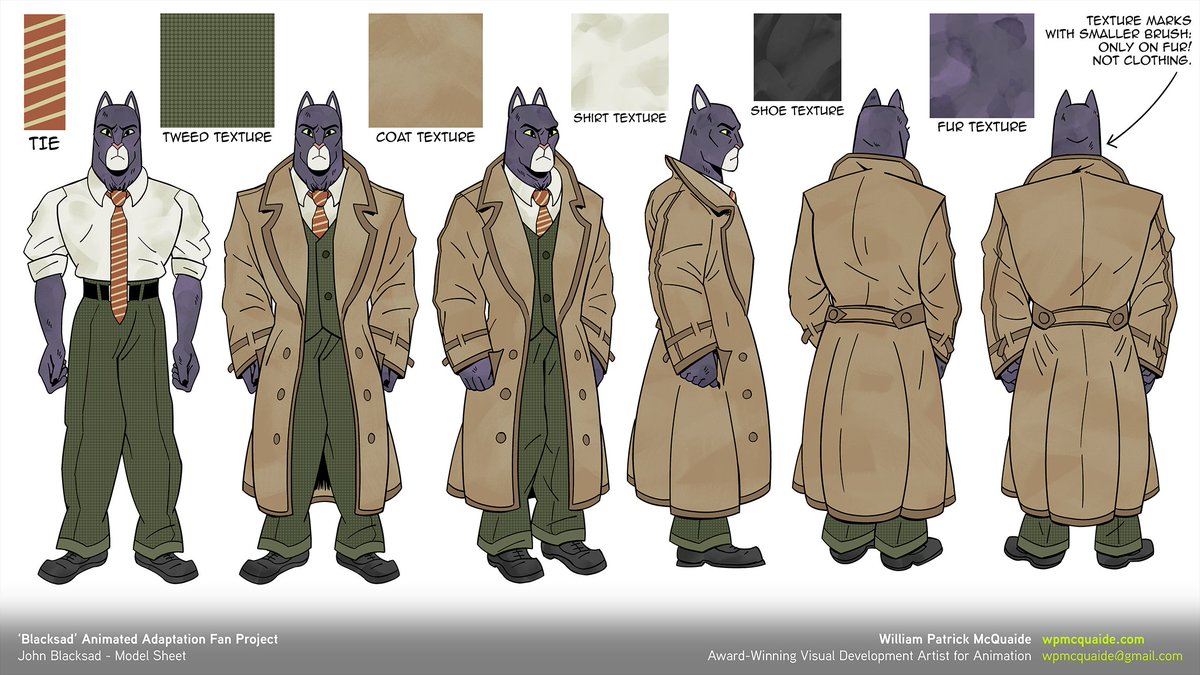 Starting a visdev project where I design a TV animated adaptation of Juan Diaz Canales &amp; Juanjo Guarnido's award-winning noir graphic novel 'Blacksad'! Balancing anim TV deadlines + budget with Blacksad's cinematic hand-painted look. #animation #visdev #characterdesign #blacksad