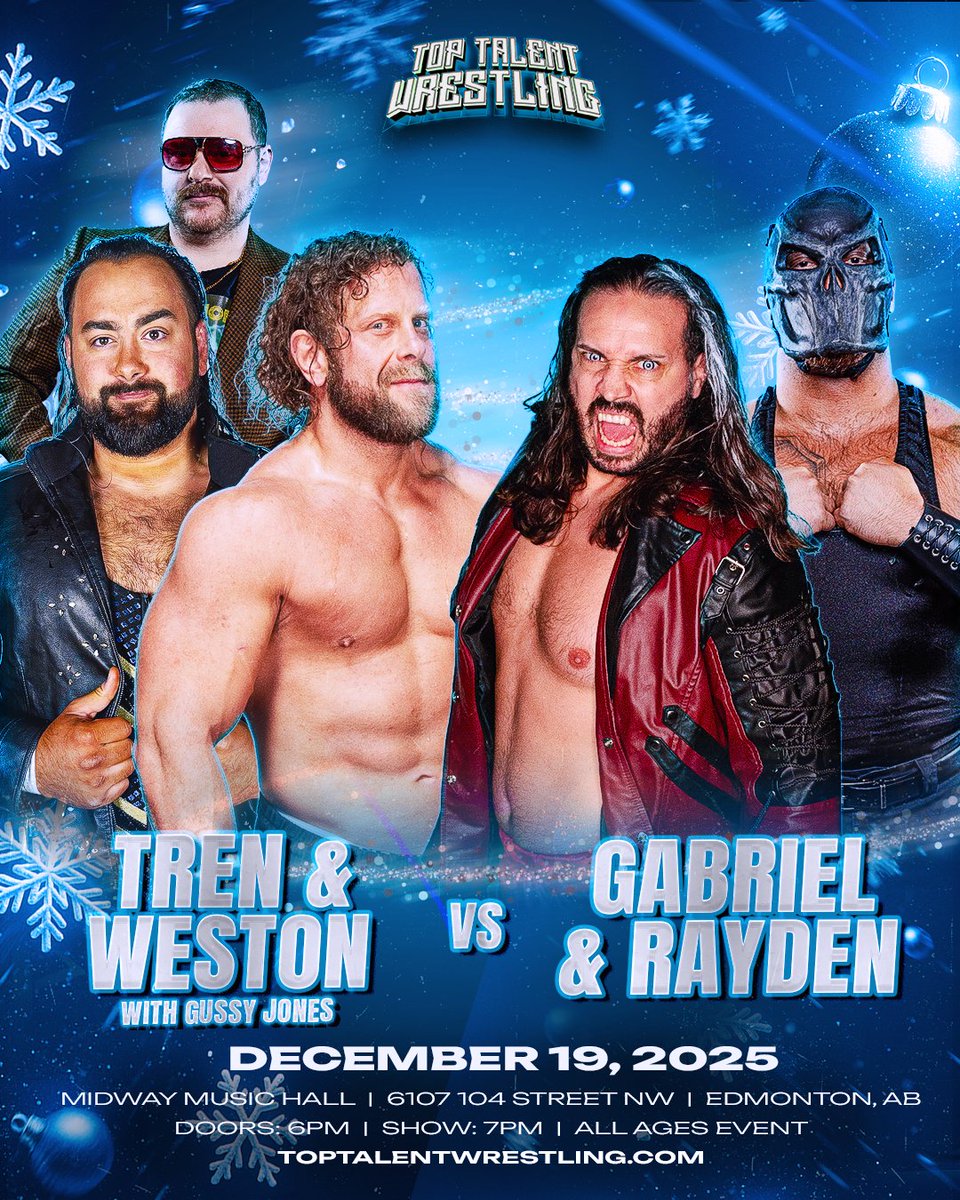 🚨 TAG TEAM MATCH 🚨
TREN HENDRIX &amp; WESTON KING vs. GABRIEL LESTAT &amp; RAYDEN

With Jesse Youngblood off on official North Pole business, the new #1 Contender, Tren Hendrix, teams with former Champion, Weston King, to settle some unfinished business with Gabriel Lestat.

The Omen