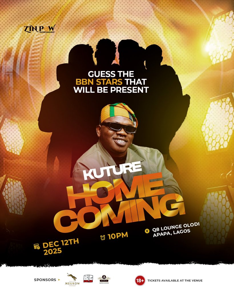 Kuturejnr's tweet image. If your guess choke, drop am. BBN surprise guests loading for my Homecoming this Friday 12th December 2025! 

Guess correctly and I’ll select 5 winners for a special token 
#KUTURE #HOMECOMING