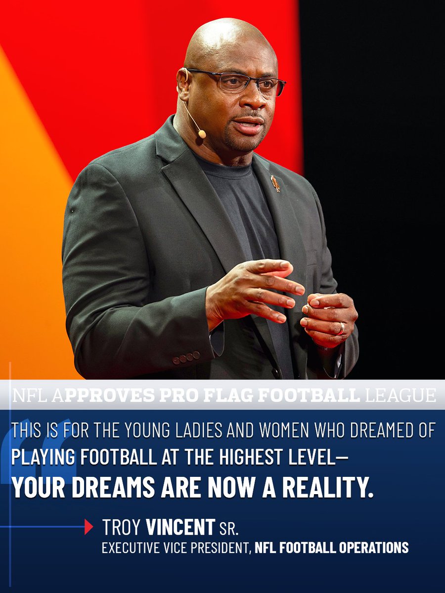 Today is a game changer for young ladies and women who could once only dream of playing football professionally.

The <a href="/NFL/">NFL</a> voted to support the launch of a professional flag football league. This vote represents a critical step in establishing flag football as a premier global