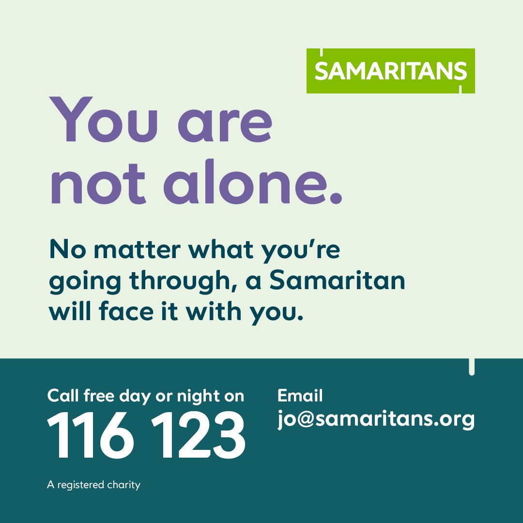 Do you suspect someone may be feeling lonely or depressed? Reach out and be there for them. Let them talk, and just as importantly, listen. Don’t interrupt—reassure them that support is available. Encourage them to call the Samaritans on 116 123. You could help save a life.