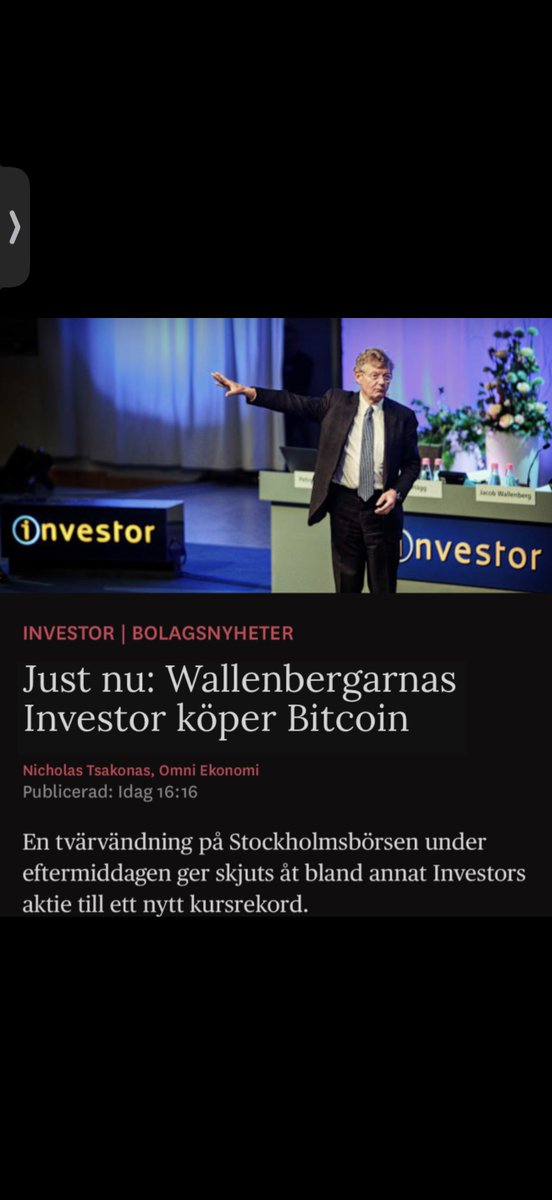 Wallenberg family is the richest family in Sweden (300 billion $)

And their investors are buying #bitcoin.

$Btc