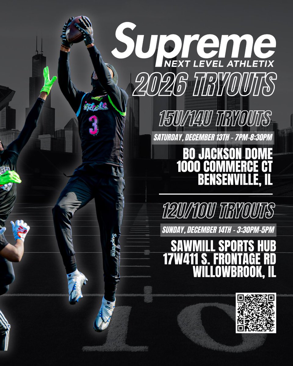15U, 14U, 12U &amp; 10U tryouts this weekend. Scan the code to register. <a href="/nextlevelqba/">Next Level Quarterback Academy</a>