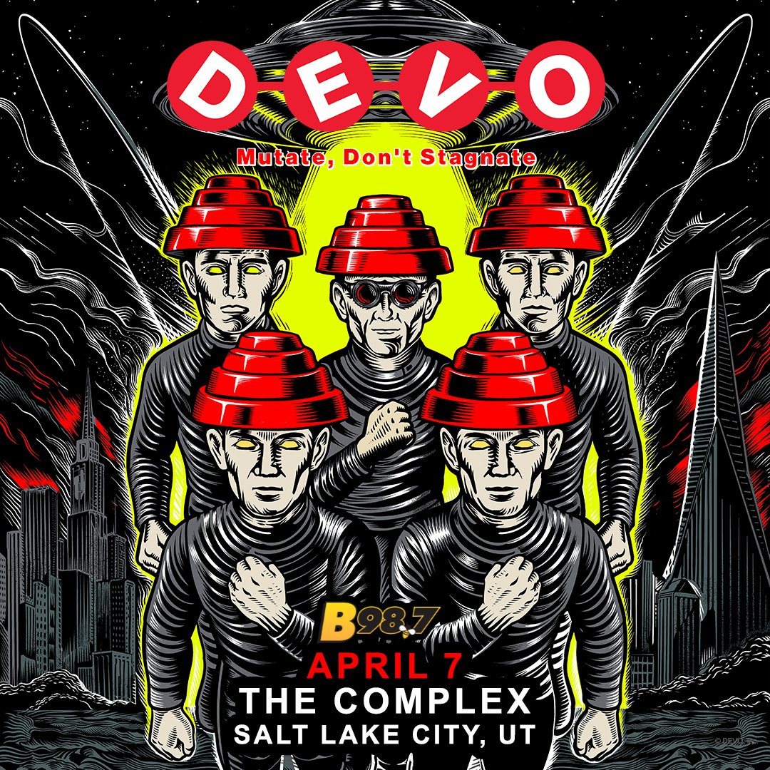 B987SLC's tweet photo. 🚨🚨Another B98.7 Concert Announcement🚨🚨
DEVO
📅Tuesday April 7th, 2026
📍The Complex

🎟️Tickets on Sale🎟️
PRESALE - 12/11 10AM
PRESALE PASSWORD - YELLOWSUIT
On Sale - 12/12 10AM
https://t.co/AcUaCWCiJH https://t.co/PBqTi8p845