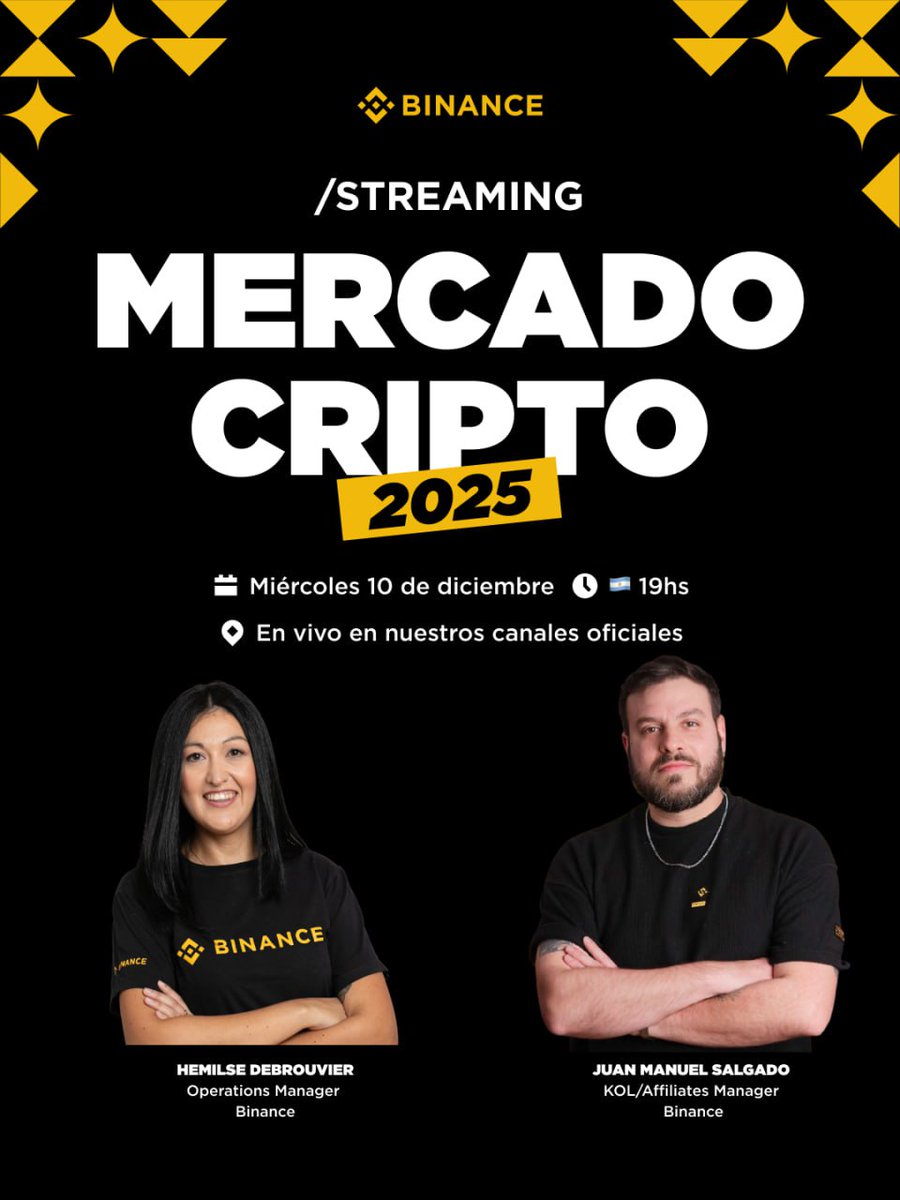 Último #webinar del año 🎉

#Hoy a las 🕖 7PM 🇦🇷 analizamos el #mercado #cripto 2025 con Hemilse Debrouvier y Juan Salgado.

Retrospectiva + análisis clave.
🔗 bit.ly/WebinarAnalisi…

Los esperamos! 😇

<a href="/BinanceLATAM/">Binance Latinoamérica</a> <a href="/BinanceArg/">Binance Argentina</a> #Binance #BinanceAngels