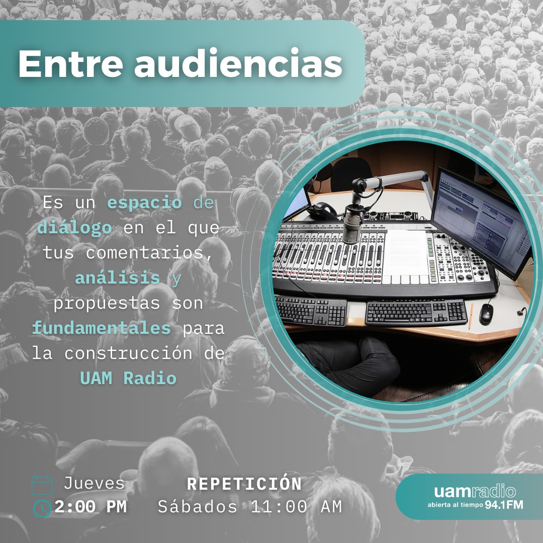 🗣 No te pierdas el programa "Entre audiencias"
.
Tema: Resumen del año en materia de derechos de las audiencias
👤 Mtra. Beatriz Solís Leree
🗓 Jueves
🕟 2:00 p.m
📻 Escúchalo por #UAMRadio 94.1 FM (CDMX) o por uamradio.uam.mx
.
#UAM #SoyUAM #DerechosDeLasAudiencias