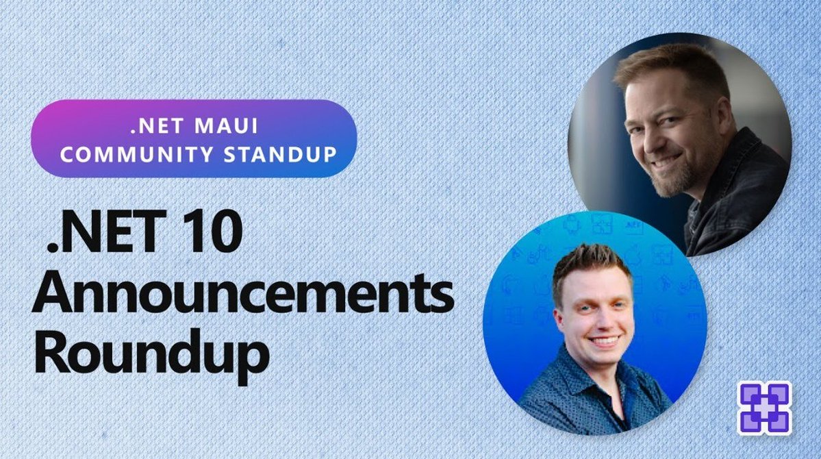 dotnet's tweet image. So many amazing things have shipped in the past month. In today&apos;s #dotNETMAUI Community Standup replay, we recap what is in .NET 10 and what the community has shipped as well. Drop in. 🎥 msft.it/6015t585W