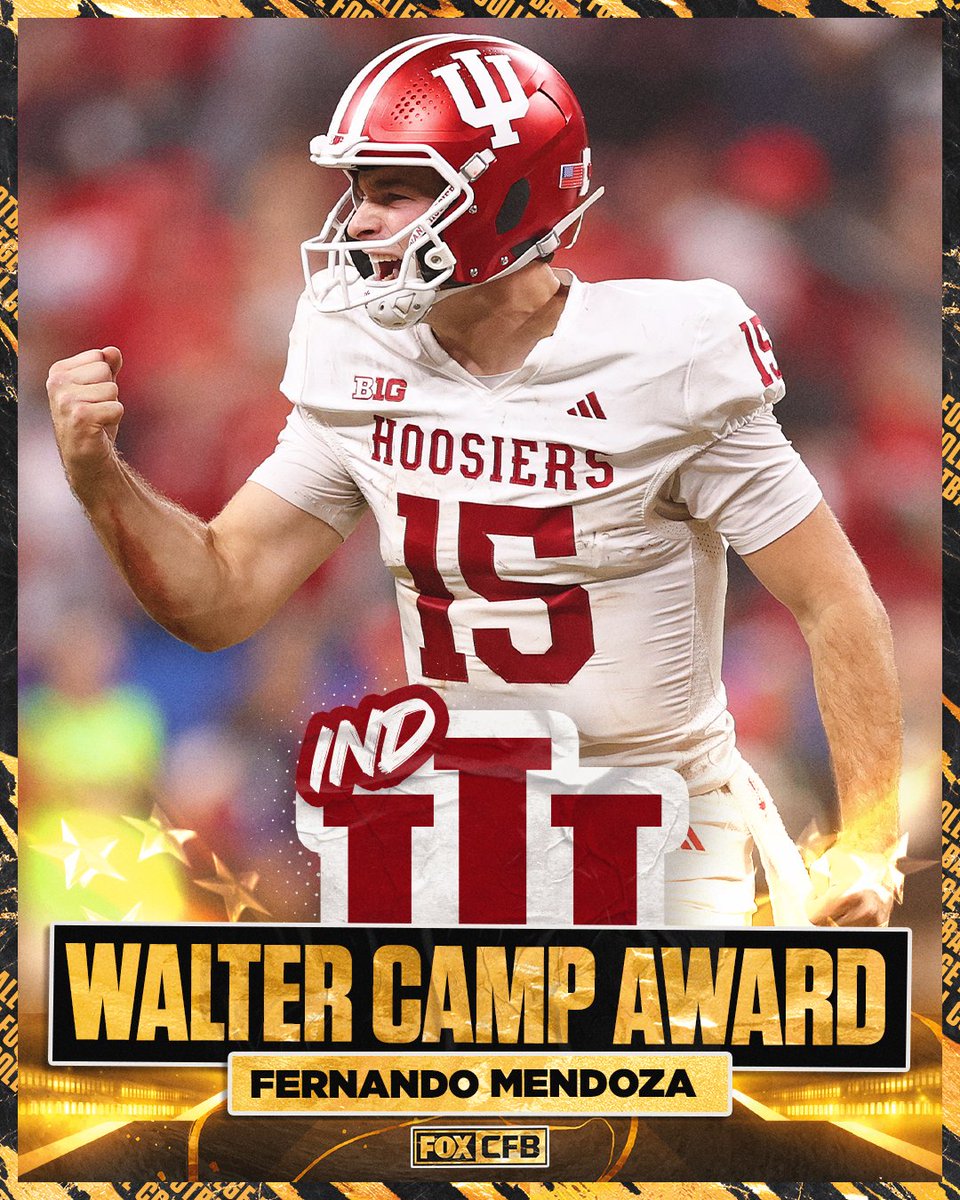 Fernando Mendoza has been named the Walter Camp Player of the Year🏆🔥

<a href="/IndianaFootball/">Indiana Football</a> x <a href="/IUHoosiers/">Indiana Hoosiers</a>