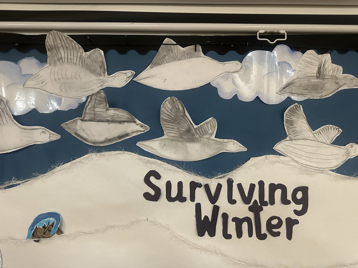 DairsiePS's tweet photo. Our migration and hibernation artwork—linked to our topic The Wild Robot—is coming along beautifully! ❄️🐻 Pupils chose to create patterned turtles, shaded silhouette bears, or perspective charcoal geese. Next step: adding our amazing facts! @itspeterbrown @NatureScot https://t.co/IkGb6IrkAH