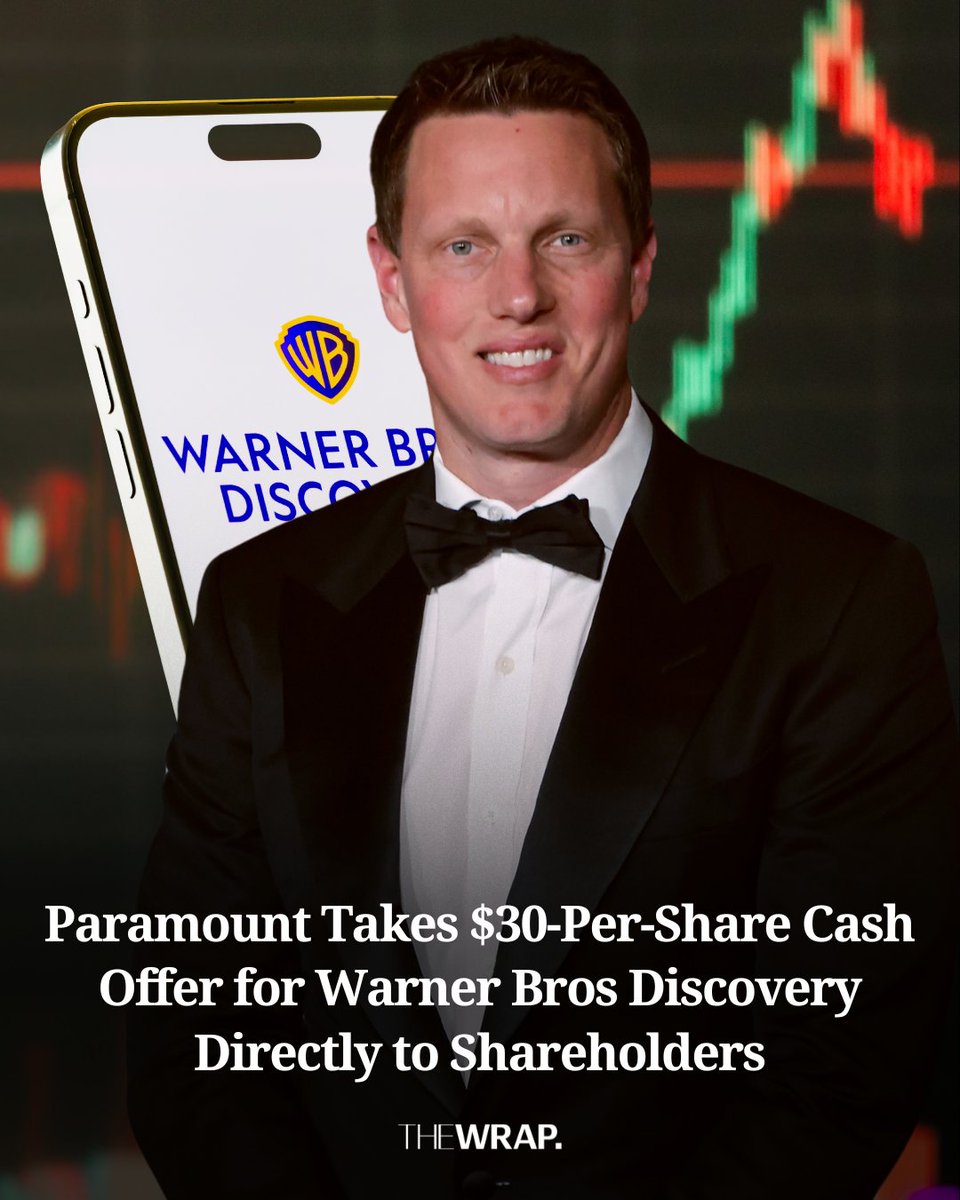 Paramount has sent a new letter taking its $30 per share all-cash offer for Warner Bros. Discovery directly to shareholders, slamming Netflix’s deal and calling his financing for the $108.4 billion bid “air-tight.”

Read more: bit.ly/44o08QV
📸 Getty Images
