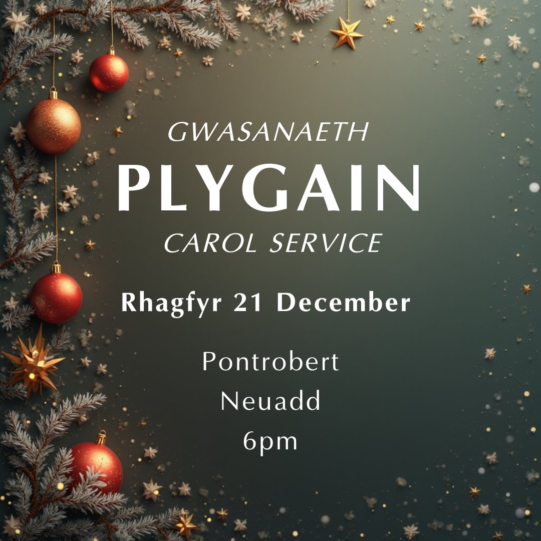 plygain's tweet photo. Dyma'ch tri chyfle i fynychu gwasanaeth Plygain cyn y diwrnod mawr ei hun!

❄️21 Rhagfyr, Nos Sul - Briw ger Llangedwyn, Capel 6.30pm
❄️21 Rhagfyr, Nos Sul - Pontrobert, Neuadd 6.00pm
❄️24 Rhagfyr, Nos Fawrth - Llanfairpwll, Capel Rhos y Gad 7.00pm https://t.co/2lGeR6rmik