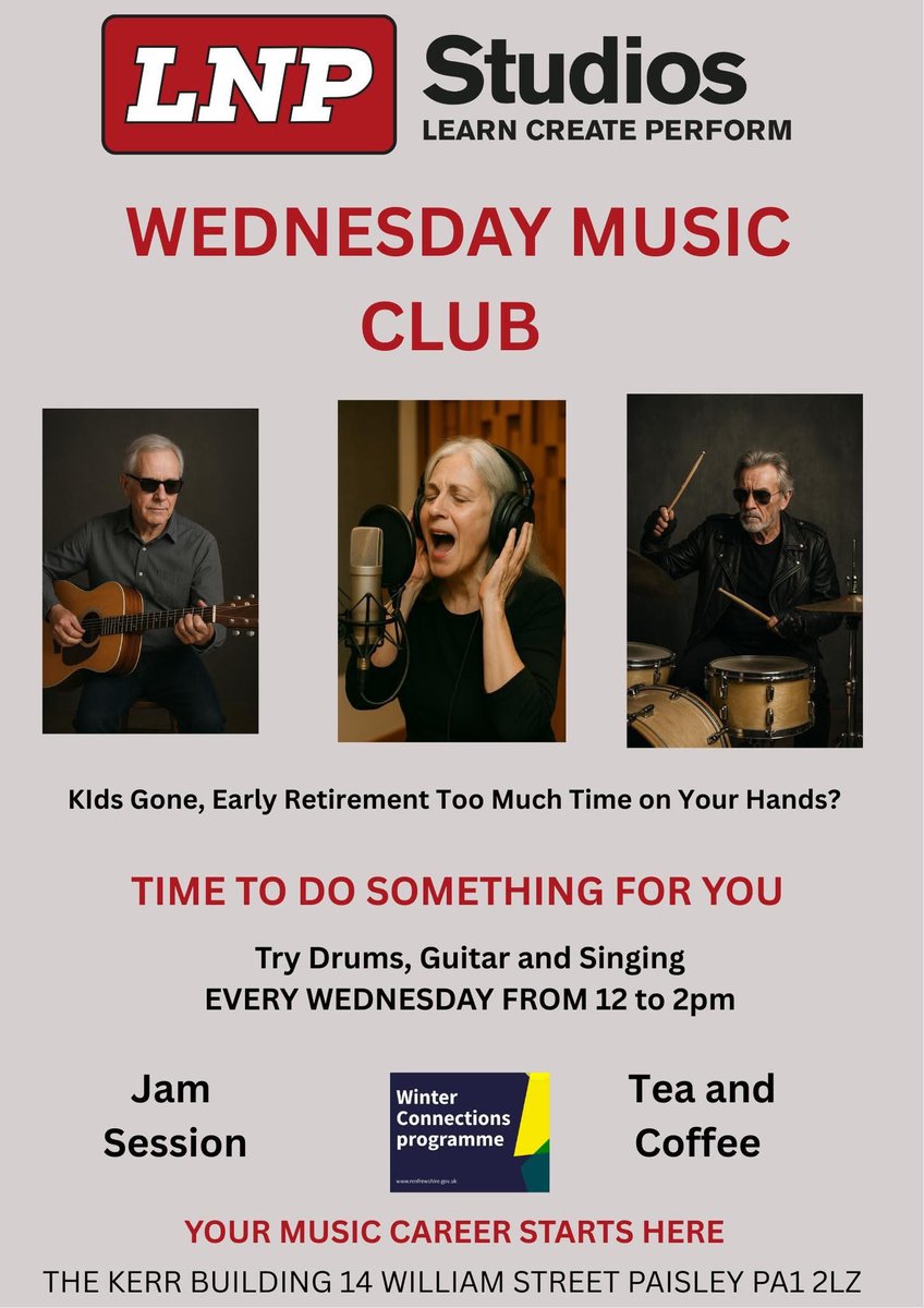 Get along to #LoudnProud Wednesday Music Club and have a jam, or have a go at drums or guitars or maybe you fancy writing a song.