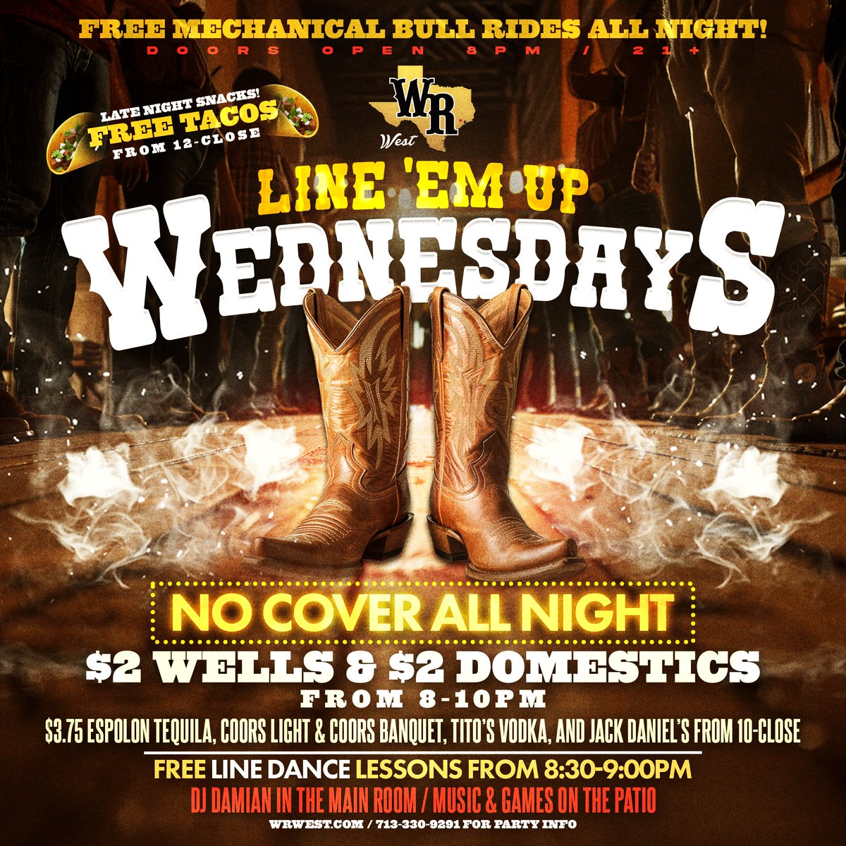 Who's pumped for LINE'EM UP WEDNESDAYS?! 🙌 We sure are! 🕒✨ Give us a call or shoot us a text at 713-330-9291 for all your party plans! 🎉
