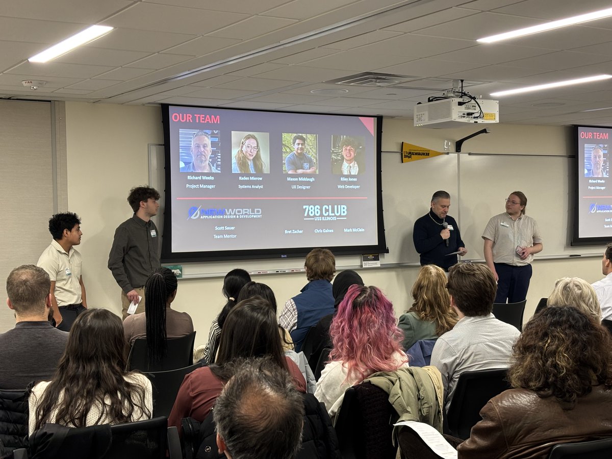UWMnonprofIT's tweet photo. Please help us in congratulating our amazing students!! Yesterday, each group presented their projects to a room of over 100 industry professionals, nonprofit leadership, and students!

#uwm #uwmilawaukee #milwaukee #wisconsintech #nonprofit #internship #milwaukeeinternship https://t.co/cpXlhW8SuG