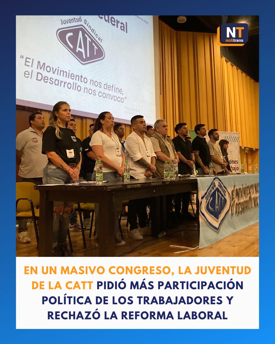 Notitrans's tweet photo. La Juventud de la Confederación Argentina de Trabajadores del Transporte (CATT), finalizó su 3° Congreso Federal, que se llevó a cabo en el Auditorio Roberto Carri de la facultad de Ciencias Sociales de la UBA.

@JuvTransporte @CATToficialok 

https://t.co/gspQ3Wv0fx https://t.co/TsjMMATgIc