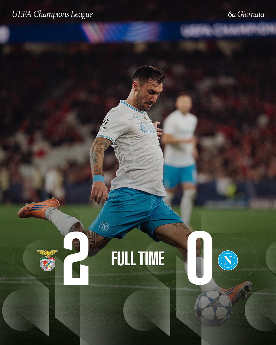 Image for the Tweet beginning: 98’ - Partita finita
#BenficaNapoli 2-0

💙