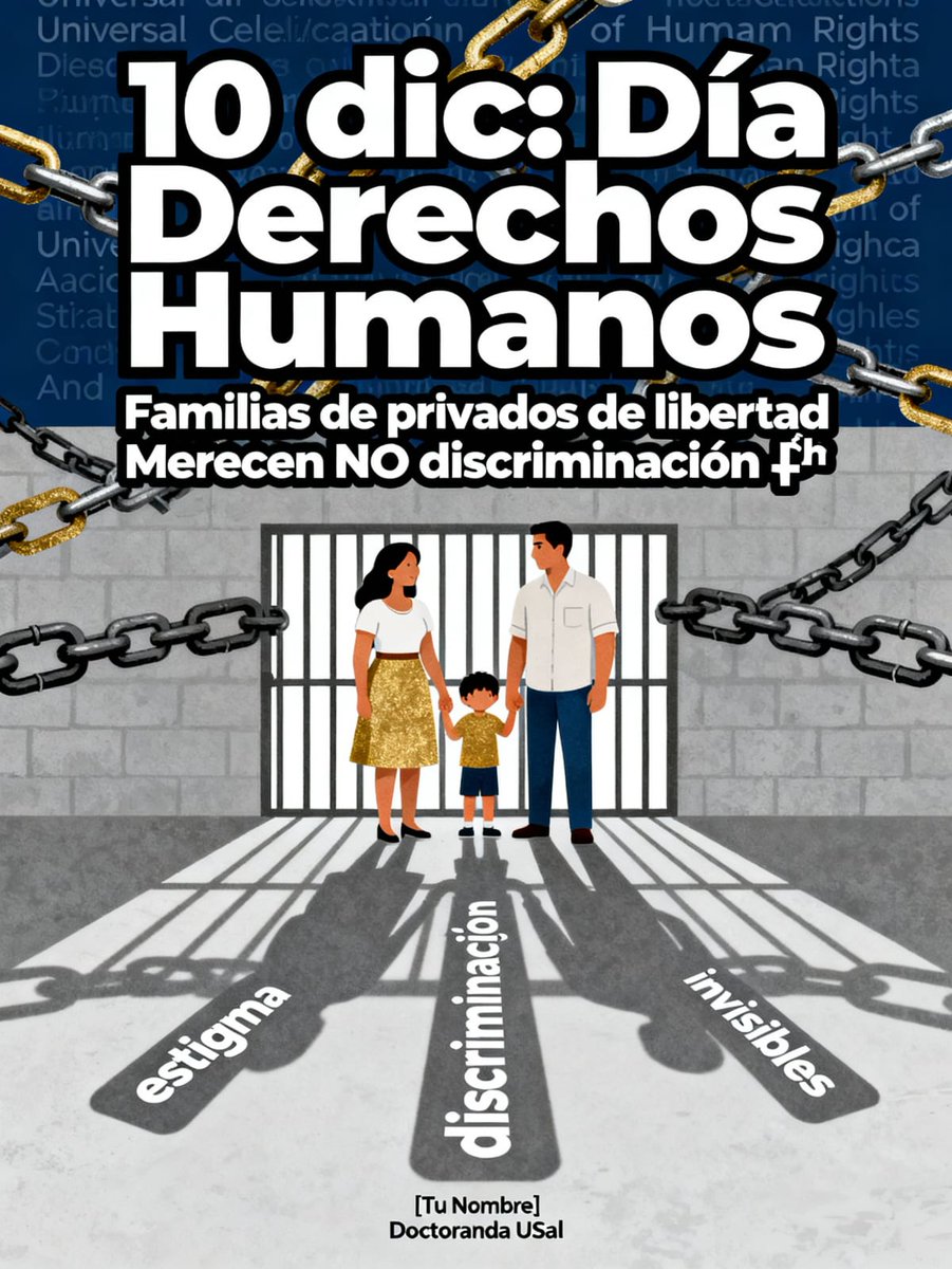 ¡Nuevo tweet Día Derechos Humanos! 

10 dic: Familias privadas libertad merecen NO discriminación 💪

[Dulce Navarro <a href="/dulcinamanahu/">Dul</a>]
Doctoranda USal 
#DerechosHumanos #FamiliasInvisibles #NoDiscriminacion
