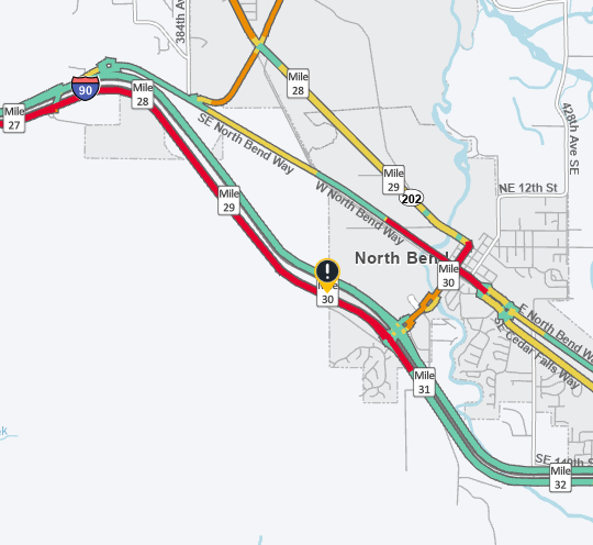 UPDATE: EB I-90 is closed between Winery Road (milepost 27) and