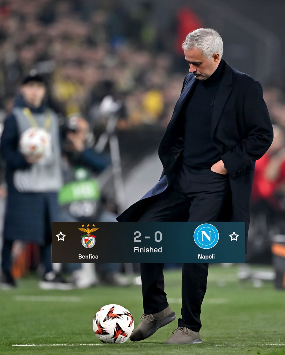 The Mourinho Effect 🔥

Benfica beats Serie A Joint League Leaders Napoli

What a tactical masterclass from Jose Mourinho ! 

Back to back wins in the Champions League 

We move 🤍❤️🦅